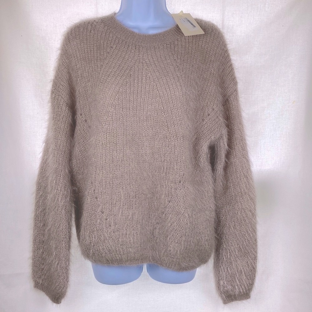 Vera & Lucy ‘Fluffy Jumper’ Sweater pullover in Beige Tan size Large NWT
